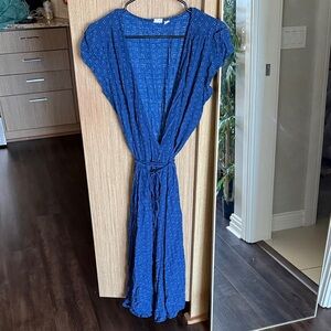 GAP Blue Wrap Dress with White Dots